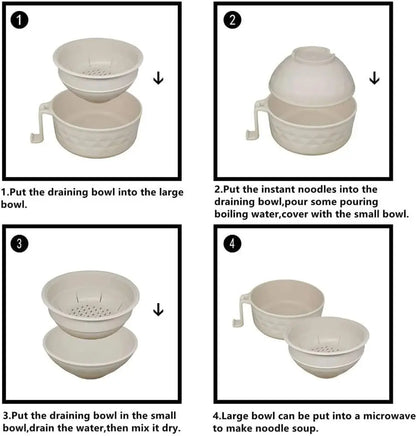 🍜 6Pcs Microwave Ramen Bowl Set with Strainer Lid