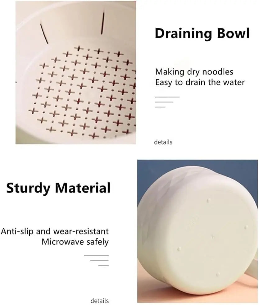 🍜 6Pcs Microwave Ramen Bowl Set with Strainer Lid