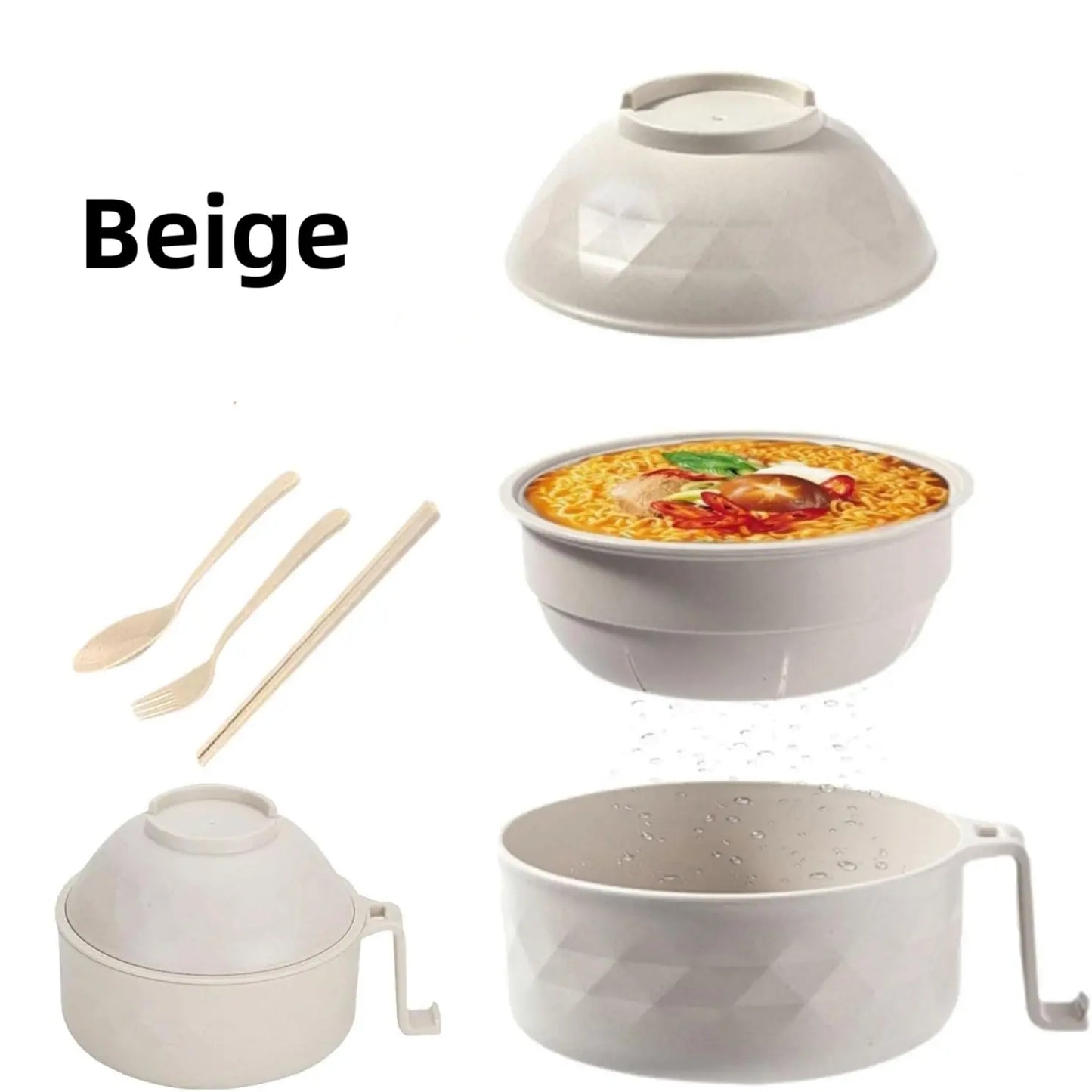 🍜 6Pcs Microwave Ramen Bowl Set with Strainer Lid