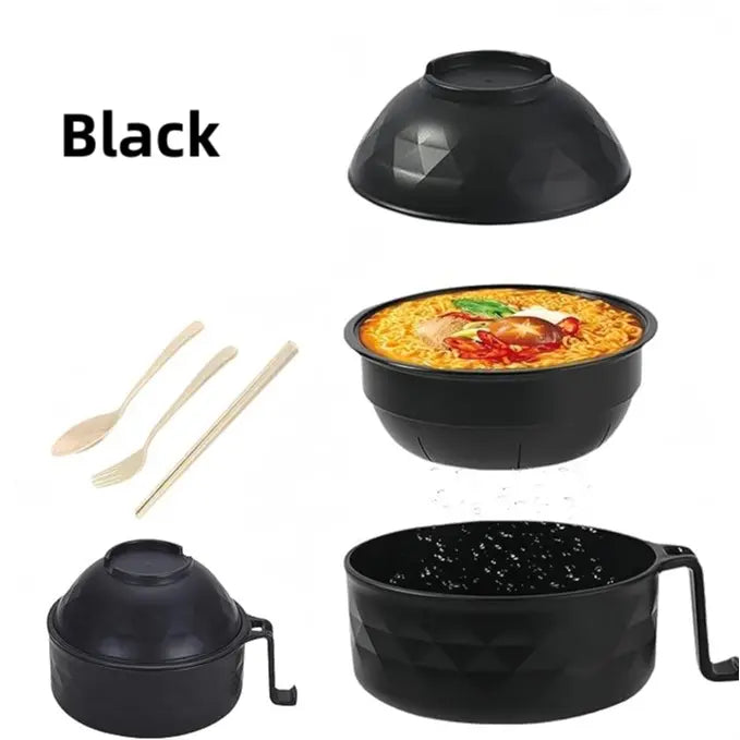 🍜 6Pcs Microwave Ramen Bowl Set with Strainer Lid