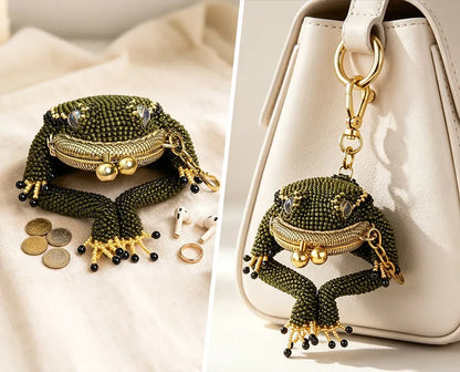 Hand-Beaded 3D Frog Kiss-Lock Coin Purse