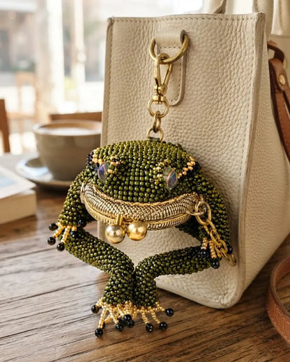 Hand-Beaded 3D Frog Kiss-Lock Coin Purse