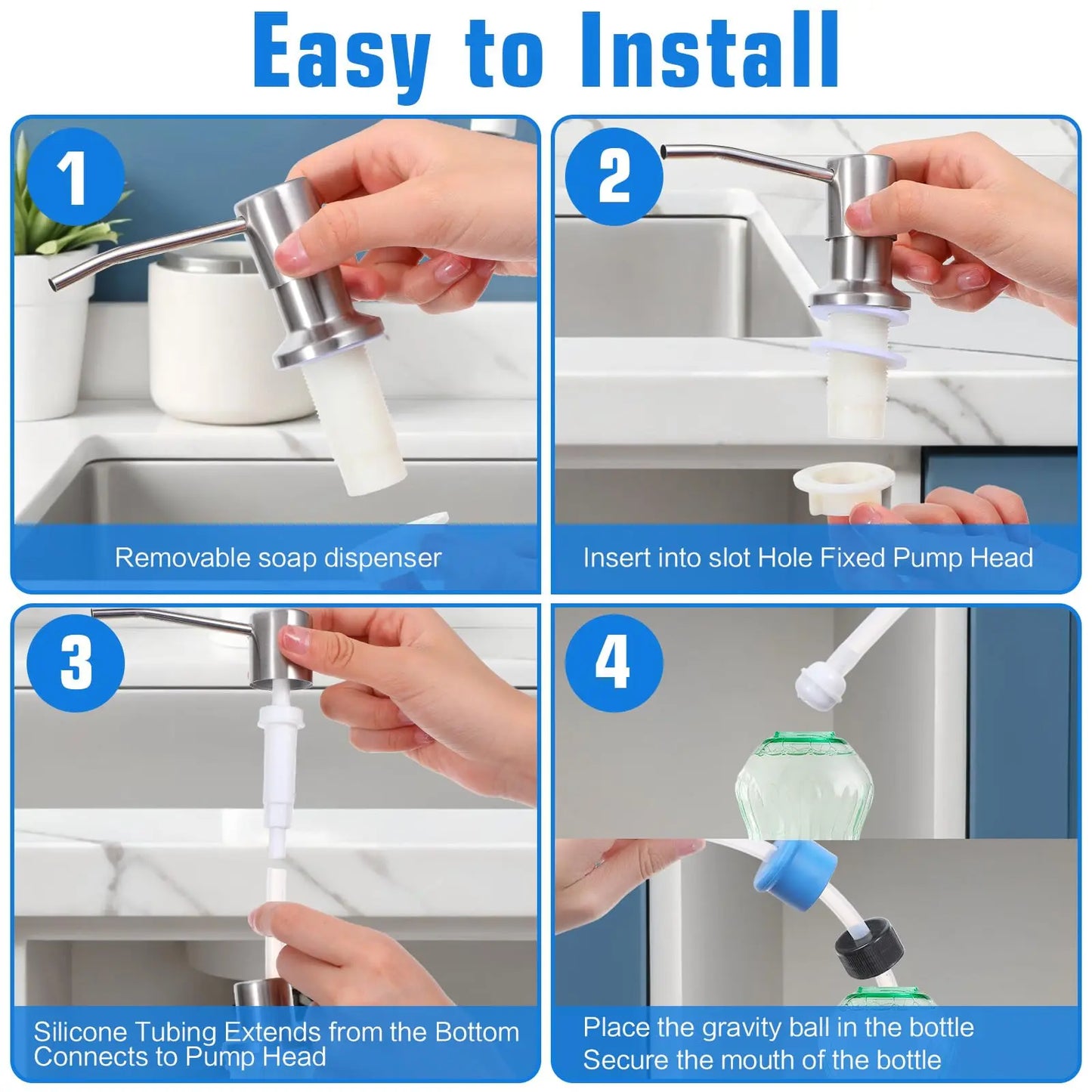 Built-in Kitchen Sink Soap Dispenser with Extension Tube