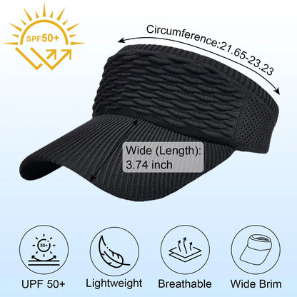 🧢 2Pcs Women High Ponytail Open Top Sun Visor Hat, UV Protection