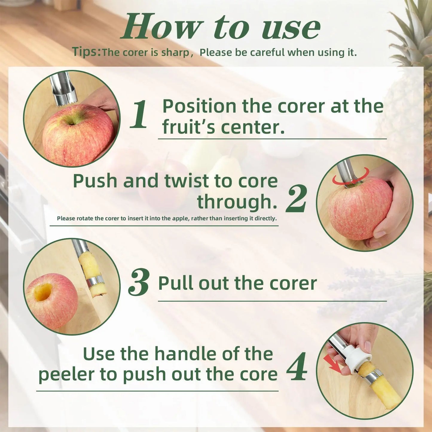 2-in-1 Apple Corer & Peeler | Stainless Steel Fruit Remover