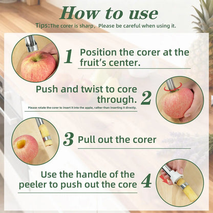 2-in-1 Apple Corer & Peeler | Stainless Steel Fruit Remover