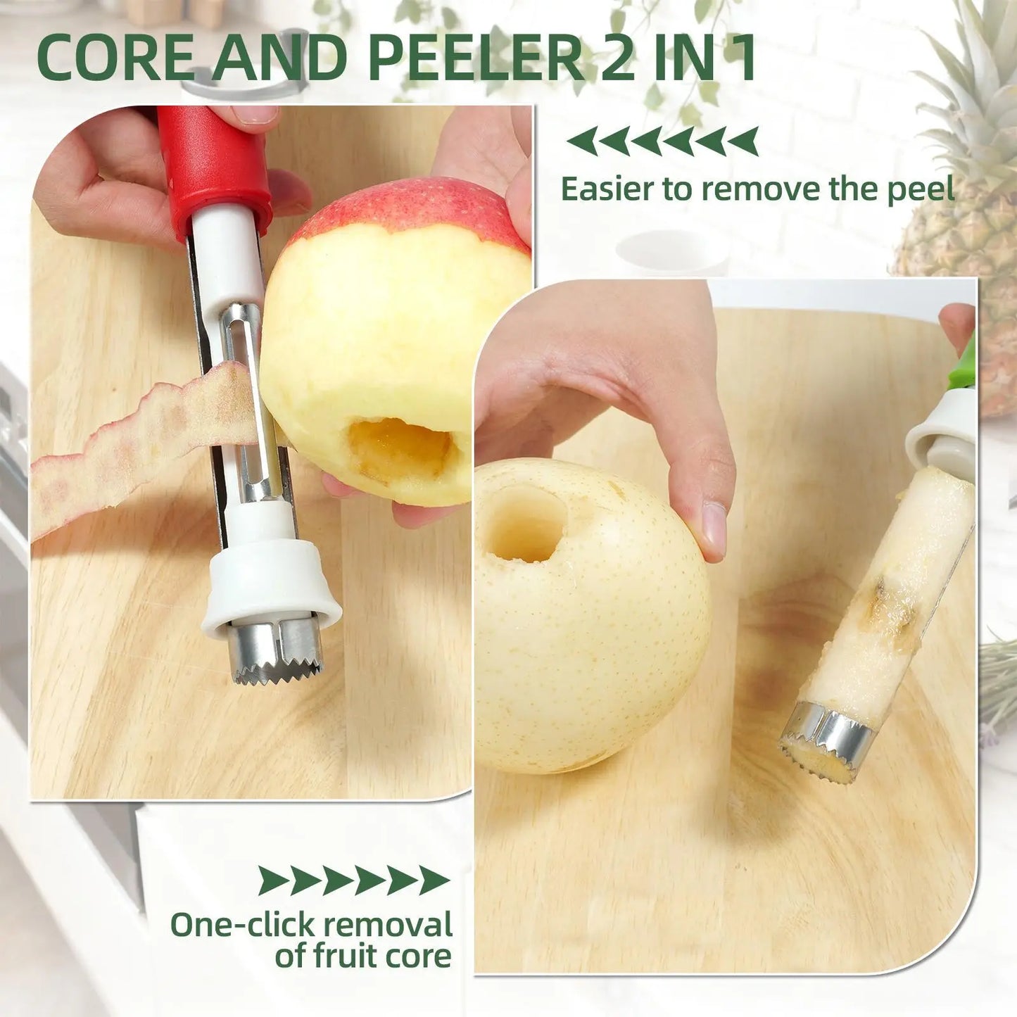 2-in-1 Apple Corer & Peeler | Stainless Steel Fruit Remover