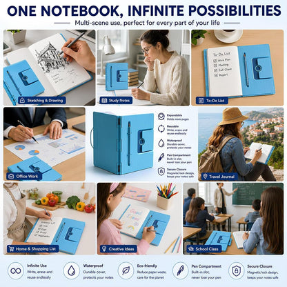 📓 Infinite Expandable Reusable Modular Notebook with Pen Holder, 3D Printed DIY Journal