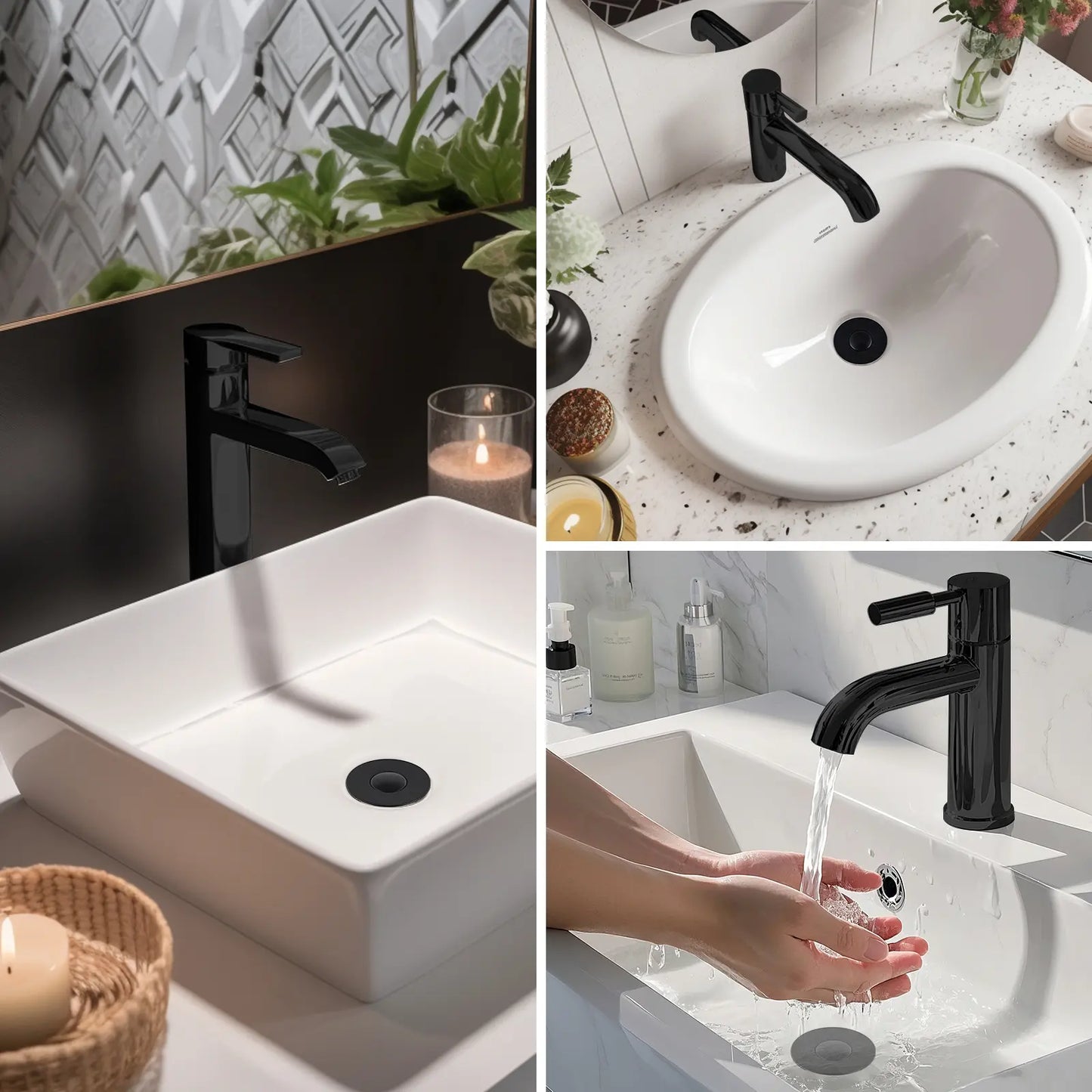 Upgraded Pop Up Sink Drain Stopper, Universal Basin Drain with Removable Hair Catcher Filter Basket
