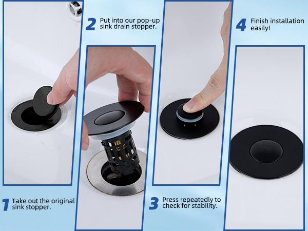 Upgraded Pop Up Sink Drain Stopper, Universal Basin Drain with Removable Hair Catcher Filter Basket