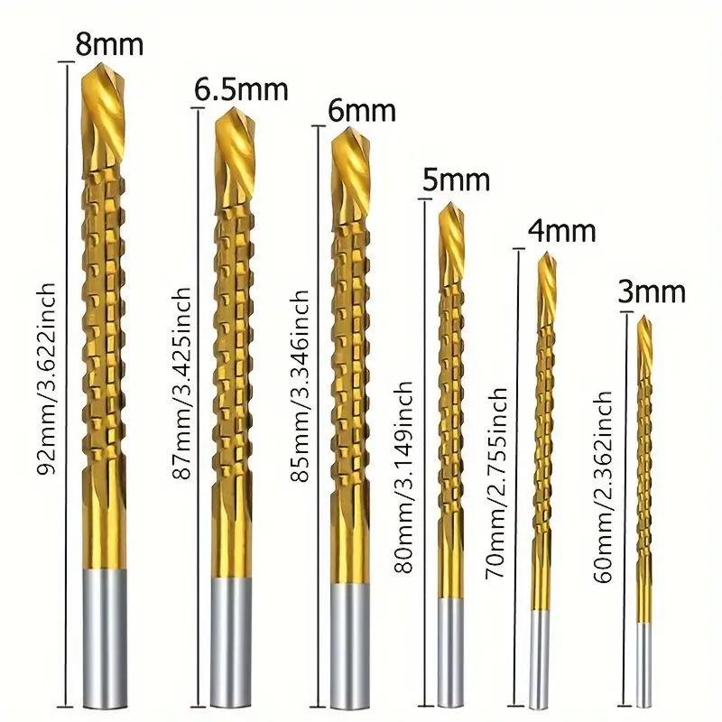 6er Pack Titanbeschichtete HSS-Spiralbohrer - 3-10mm