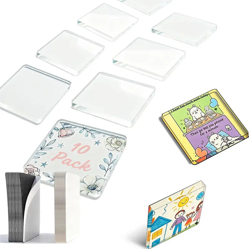 🔥🎁Clear Acrylic Magnetic Photo Frames, DIY Square Fridge Magnets with Adhesive Backing