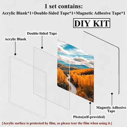🔥🎁Clear Acrylic Magnetic Photo Frames, DIY Square Fridge Magnets with Adhesive Backing