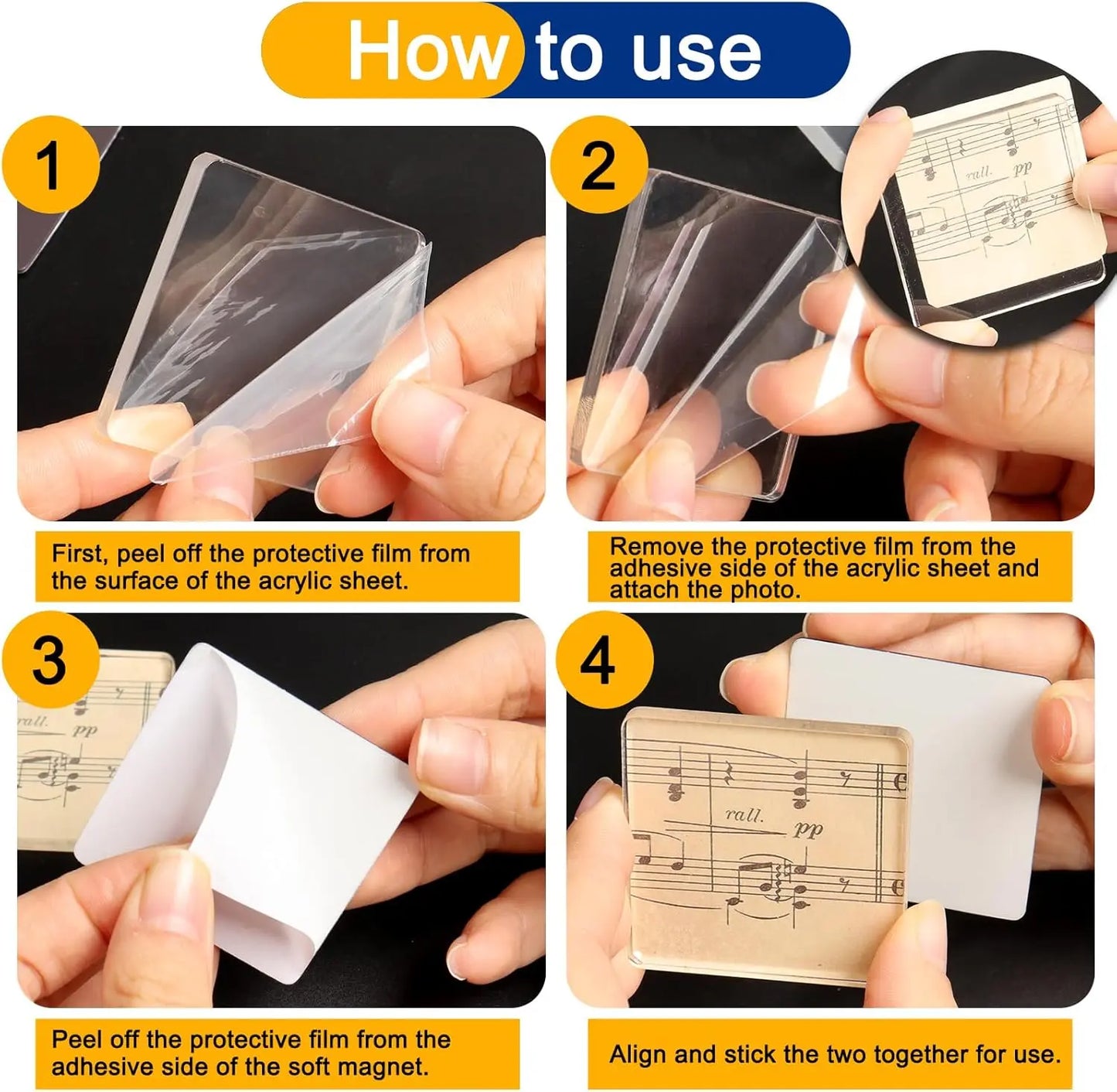 🔥🎁Clear Acrylic Magnetic Photo Frames, DIY Square Fridge Magnets with Adhesive Backing