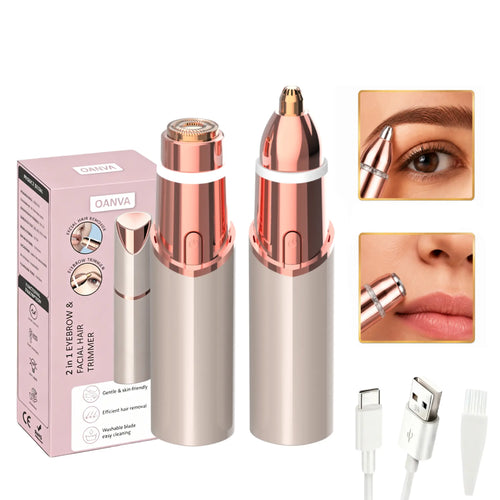 🔥 Hot Sale 2-in-1 Women’s Facial & Eyebrow Trimmer – Painless & Rechargeable