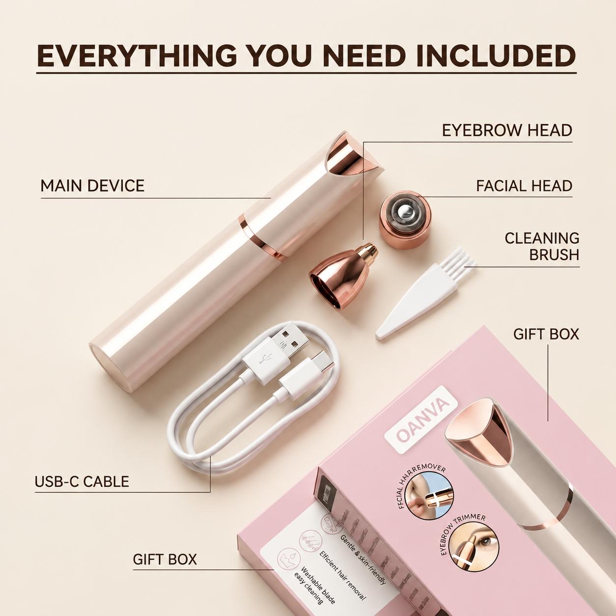🔥 Hot Sale 2-in-1 Women’s Facial & Eyebrow Trimmer – Painless & Rechargeable
