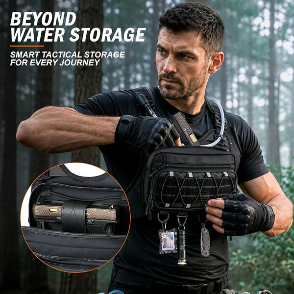 💧 Chaleco de hidratación táctico para correr de 2L para hombre – Mochila de pecho ligera y ajustable