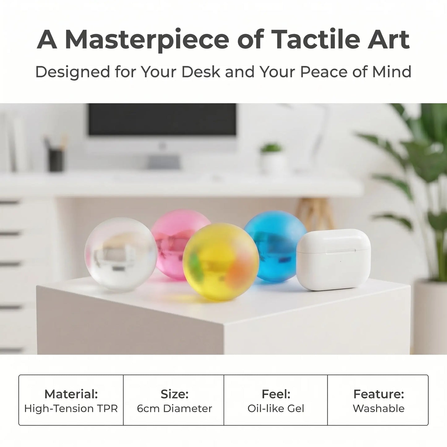 🫧 6cm Coconut Oil Squishy Stress Ball – Ultra-Soft Fidget Desk Toy