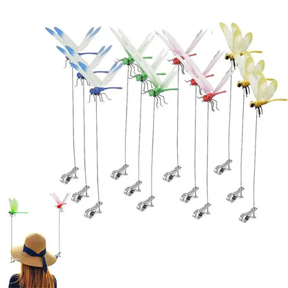 12-Pack Realistic Dragonfly Garden Clips – Outdoor Décor & Bird Deterrent