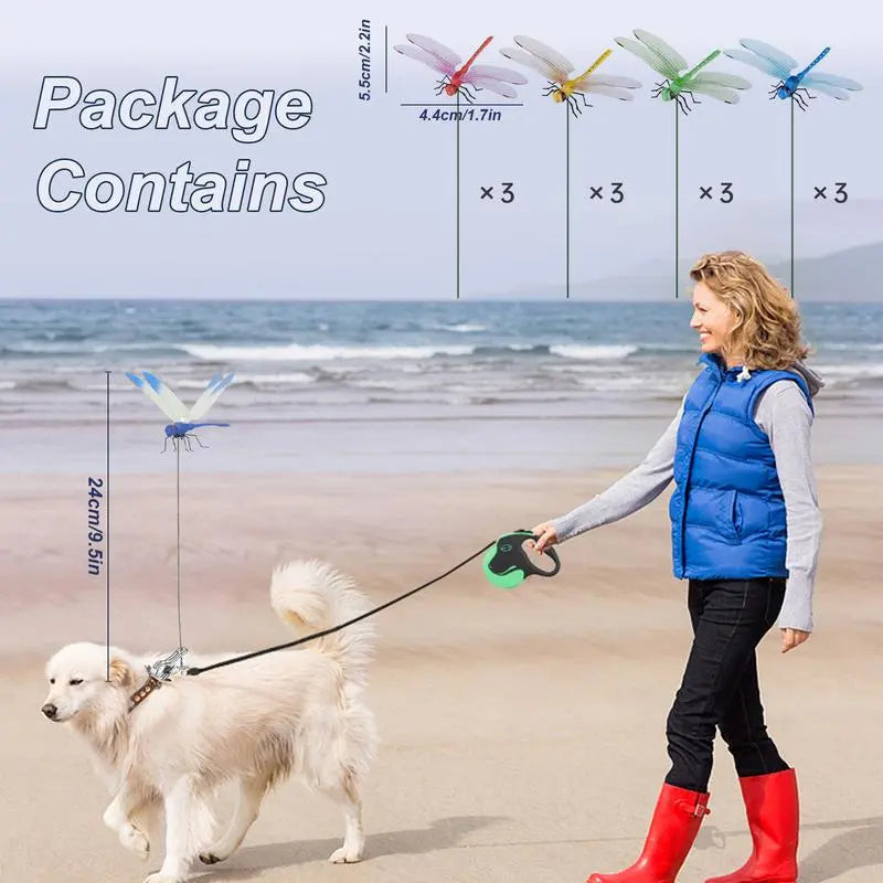 12-Pack Realistic Dragonfly Garden Clips – Outdoor Décor & Bird Deterrent
