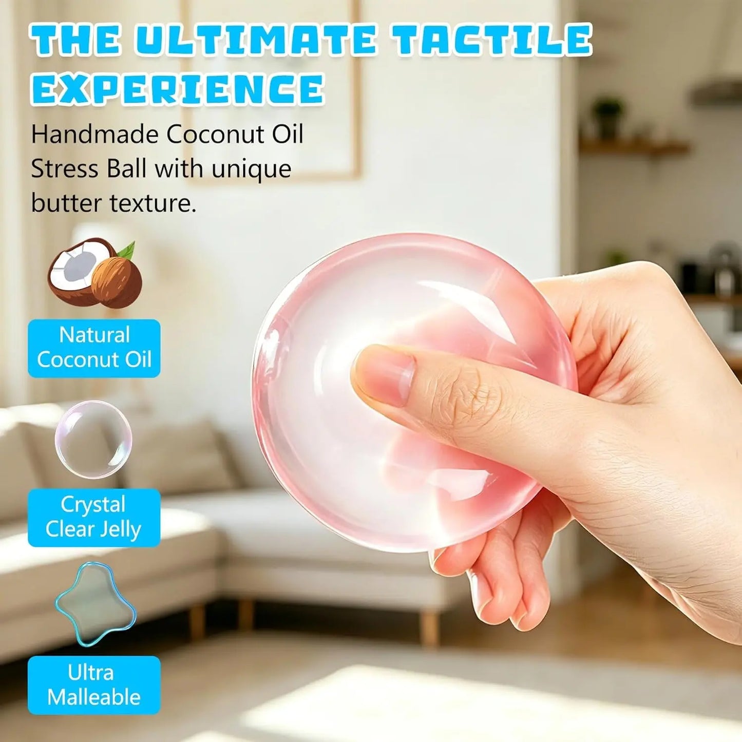 🫧 6cm Kokosöl Squishy Stressball – Ultraweiches Fidget-Schreibtischspielzeug