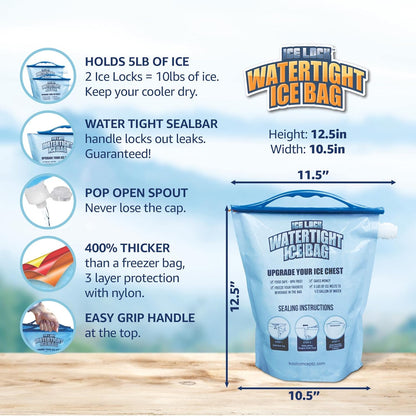 🧊 Large Leakproof Reusable Ice Bag for Coolers