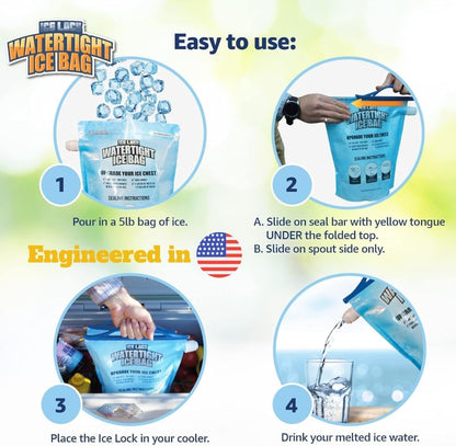 🧊 Large Leakproof Reusable Ice Bag for Coolers