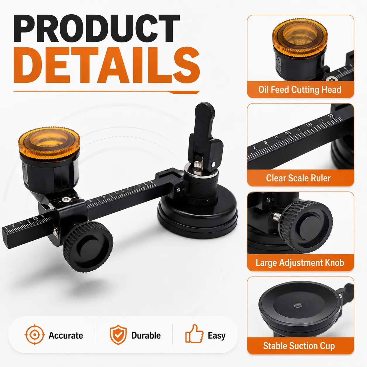 🛠️ Adjustable Glass & Tile Circle Cutter – Precision Suction Cup Tool