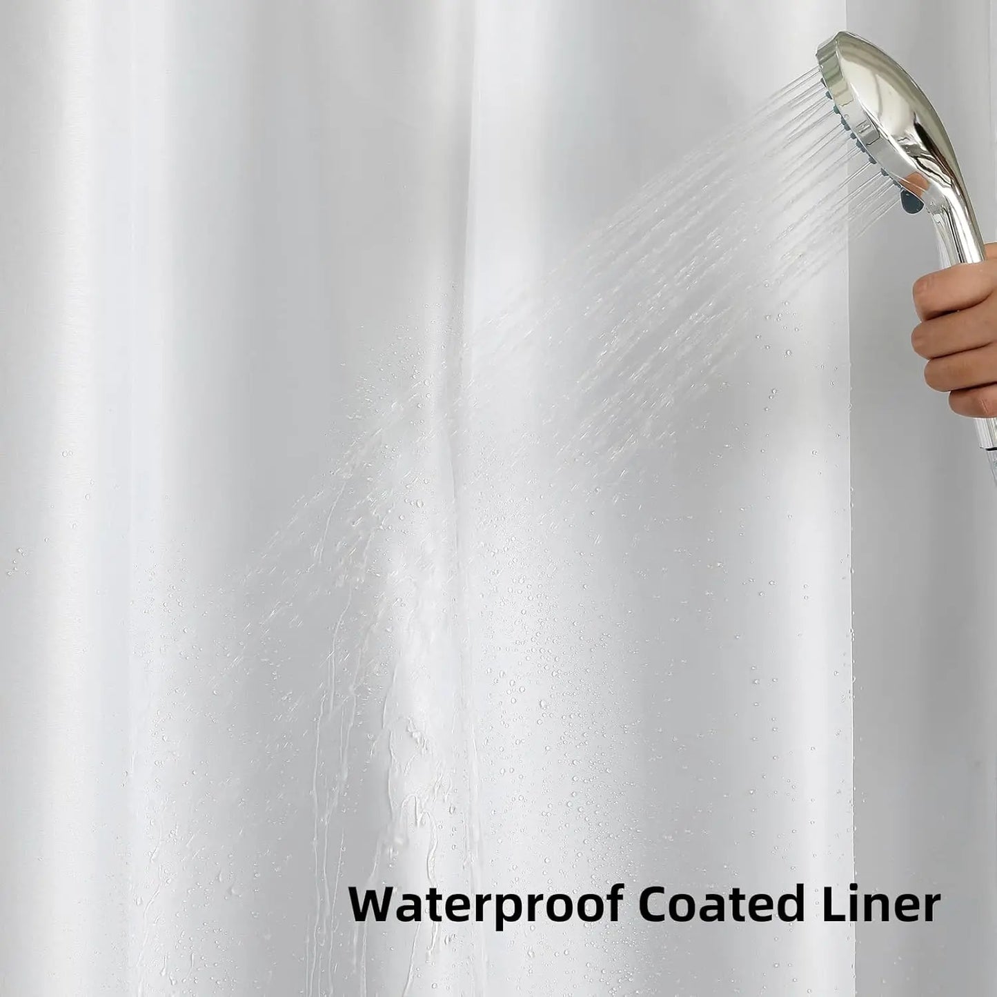 Colorful Star No-Hook Shower Curtain Set with Snap-In Liner