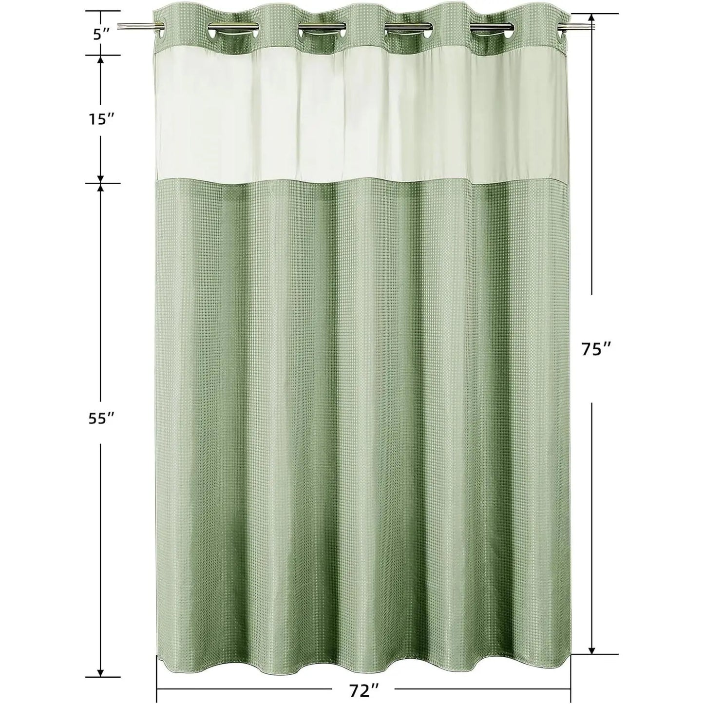 Colorful Star No-Hook Shower Curtain Set with Snap-In Liner