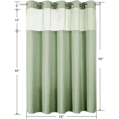Colorful Star No-Hook Shower Curtain Set with Snap-In Liner