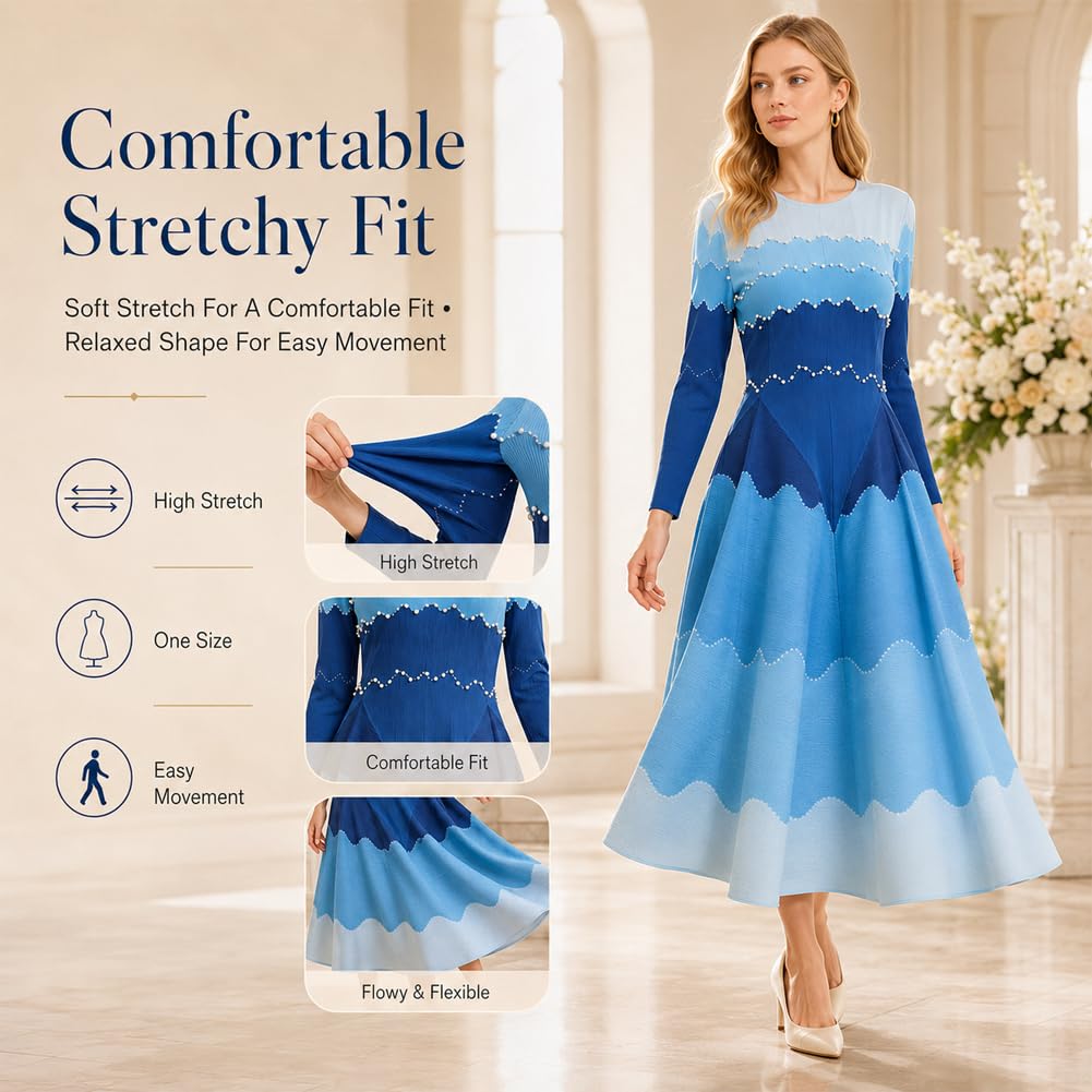 2026 New One-Size Pearl Stretch Church Midi Dress🔥 Discounts of up to 49%!