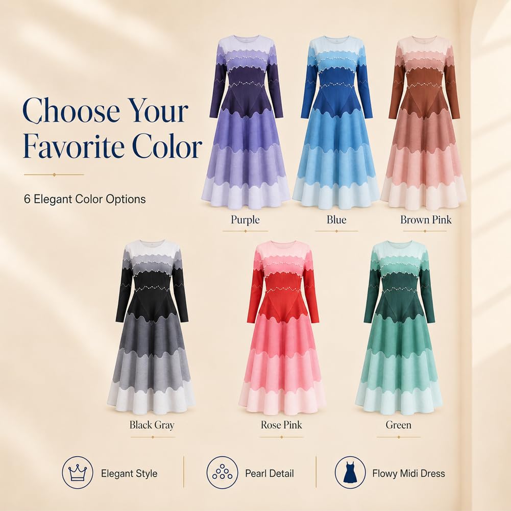 2026 New One-Size Pearl Stretch Church Midi Dress🔥 Discounts of up to 49%!