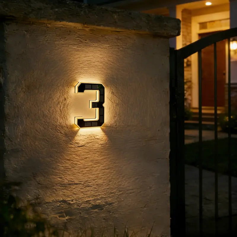 6.7 Inch Solar Lighted House Numbers for Outside Lighting