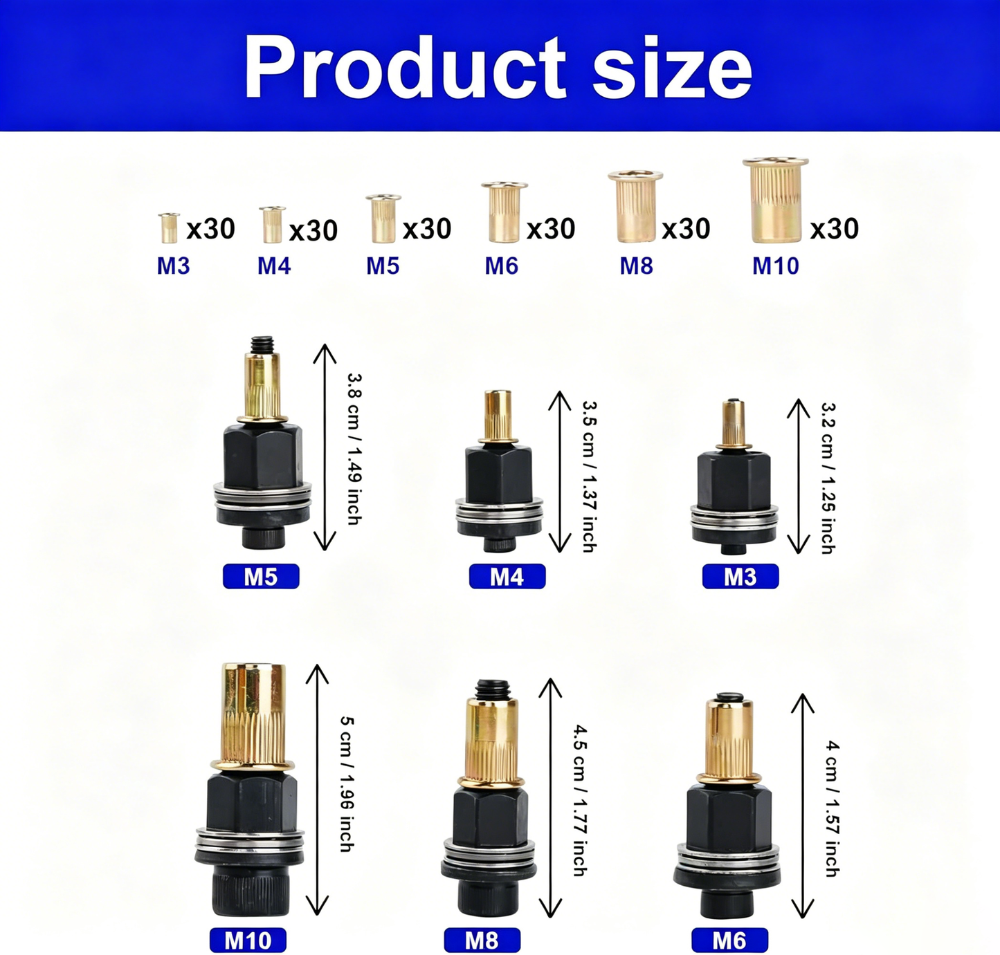 🔩 Heavy-Duty Rivet Nut Kit – M3–M10