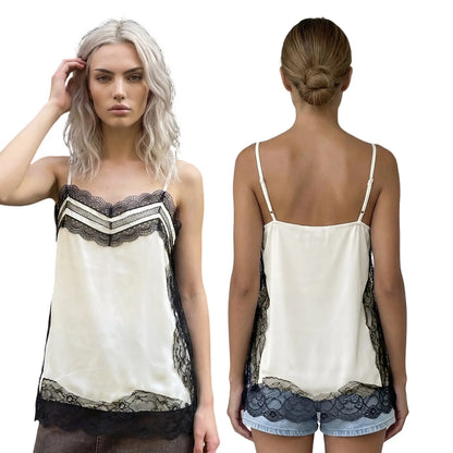 Women's Lace Camisole Vest, Stylish Top with Side Slits
