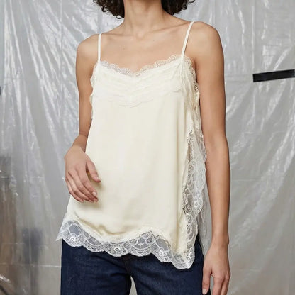 Women's Lace Camisole Vest, Stylish Top with Side Slits