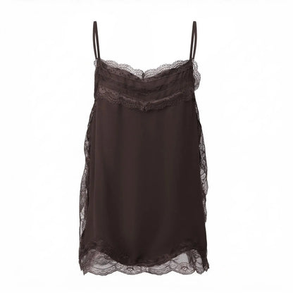 Women's Lace Camisole Vest, Stylish Top with Side Slits