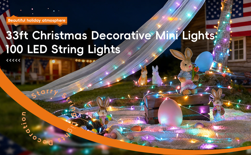 ✨11,5m Lichterkette, 100 LED Stecker für Außenbereich Lichterkette-8 Modi
