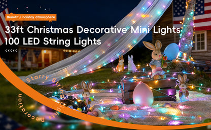 ✨11,5m Lichterkette, 100 LED Stecker für Außenbereich Lichterkette-8 Modi