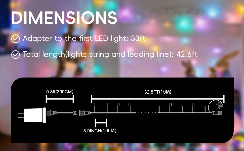 ✨11,5m Lichterkette, 100 LED Stecker für Außenbereich Lichterkette-8 Modi