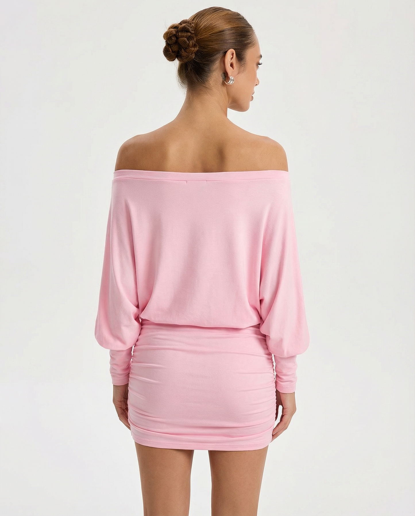Women's Sheer Ruched Off-Shoulder Dress