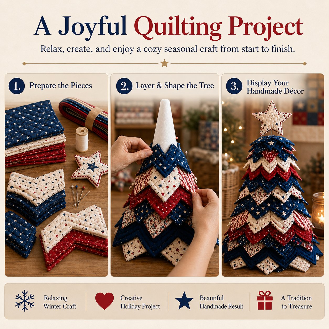 🎃 Halloween Patchwork Tree Quilt Kit – Easy Layered Fabric Holiday Décor