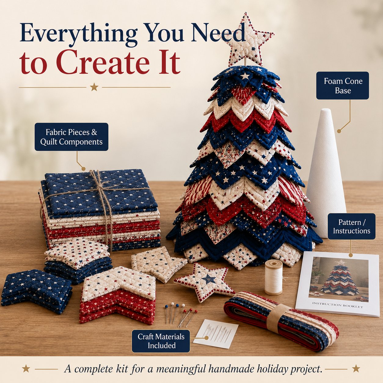 🎃 Halloween Patchwork Tree Quilt Kit – Easy Layered Fabric Holiday Décor