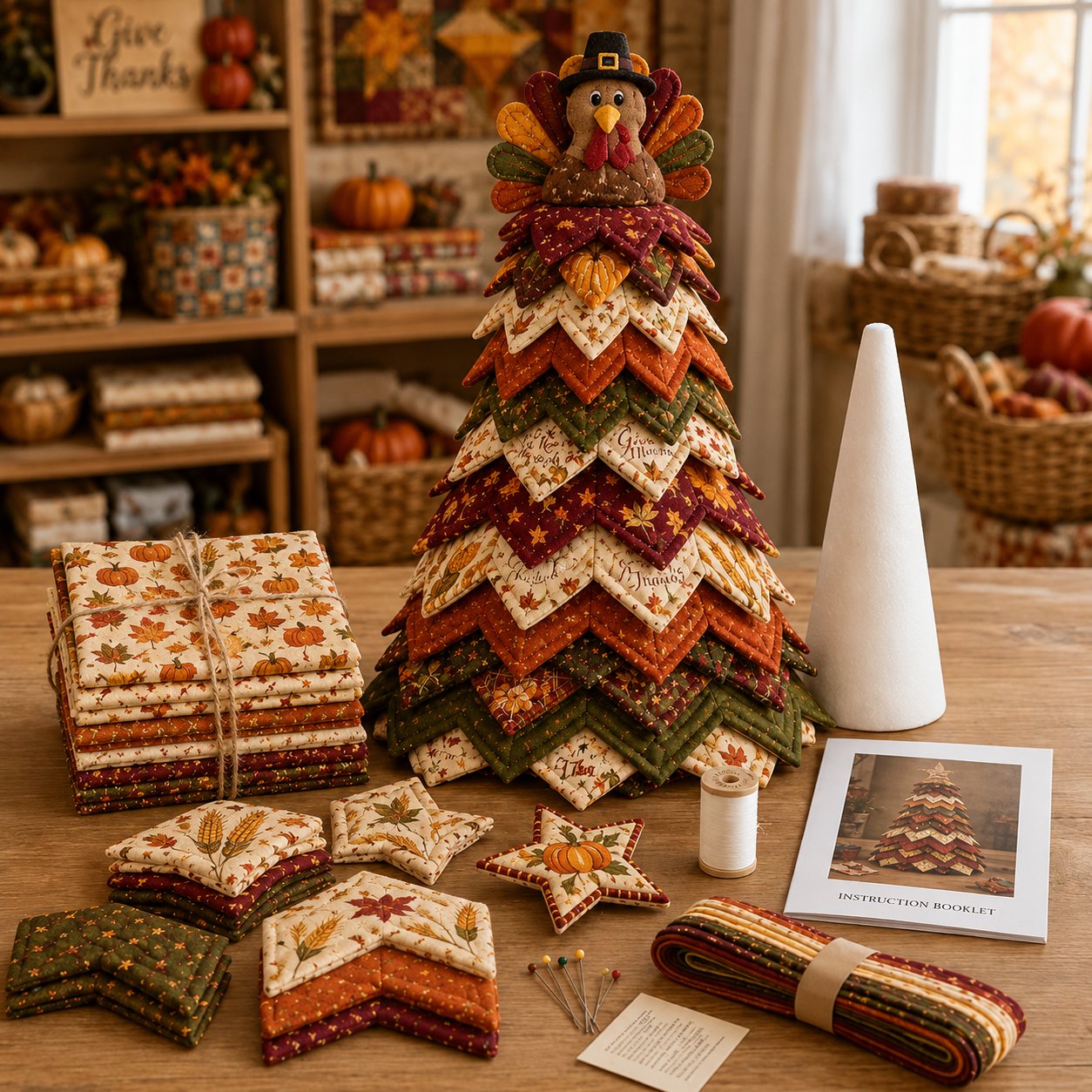 🎃 Halloween Patchwork Tree Quilt Kit – Easy Layered Fabric Holiday Décor
