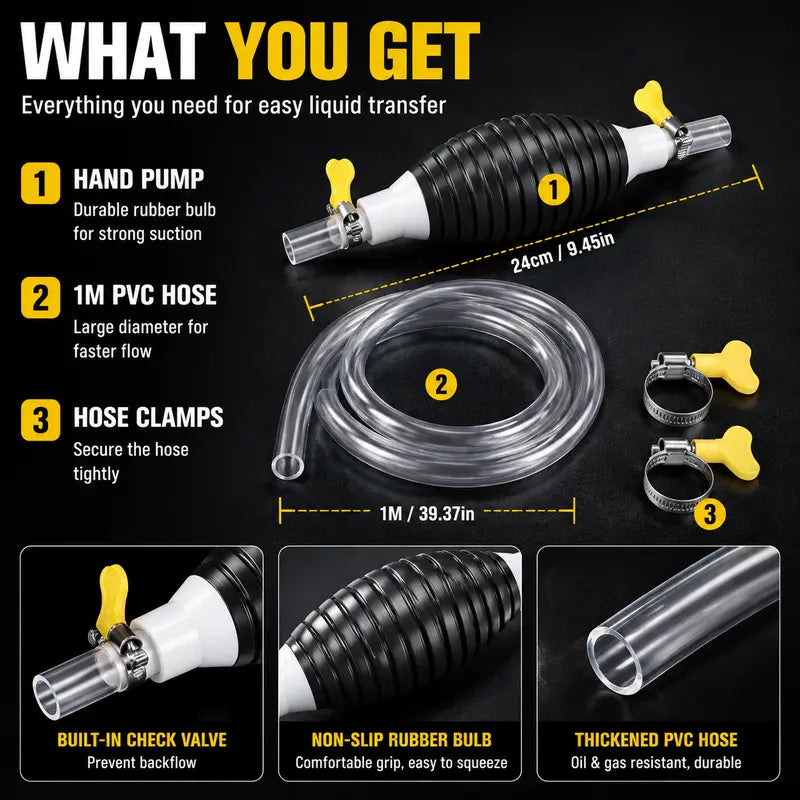 🛢️Manual Siphon Pump Kit with 1.5M Hose