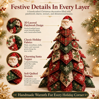 🎅 Santa Claus Patchwork-Baum-Quilt-Set – Einfache geschichtete Stoff-Feiertagsdekoration