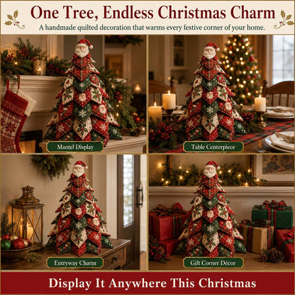 🎅 Santa Claus Patchwork-Baum-Quilt-Set – Einfache geschichtete Stoff-Feiertagsdekoration