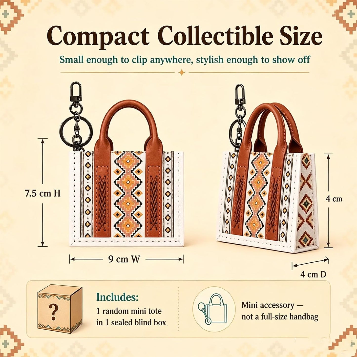 Southwestern Mini Tote Blind Box | Mystery Key Charm Collection