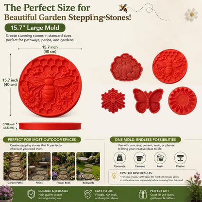 🌻 Reusable Garden Stepping Stone Mold | DIY Concrete Art Mold
